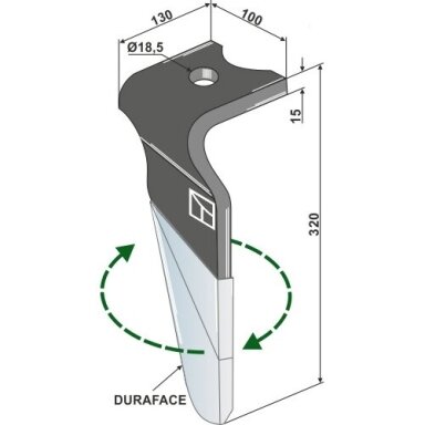 Frezos dantis RH-KVE-15RDURAFACE, dešinė