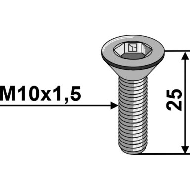 Varžtas su vidiniu šešiakampiu M10x1,5x25