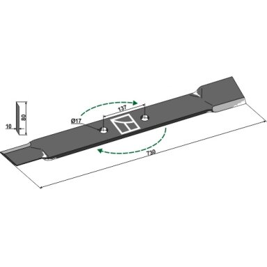 Žoliapjovės peilis 730mm, dešinė