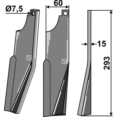 52365700 Šienapjovės peiliukas Kuhn, dešinė