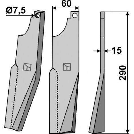 K1610360 Šienapjovės peiliukas Kuhn, dešinė 1