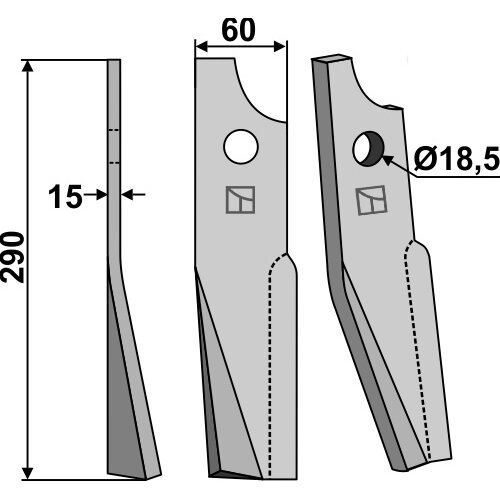 52261300 Šienapjovės peiliukas Kuhn, kairė 1