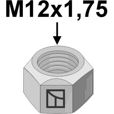 Veržlė M12x1,75 - cinkuota - kairinis sriegis