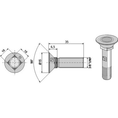 Plūgo varžtas 3/8''UNF Plūgo varžtas 3/8''UNF