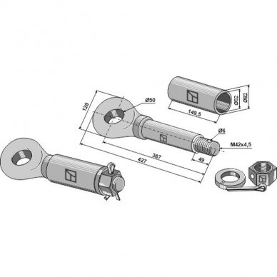 Priekabos vilkimo kilpa, Ø50, M42x4,5