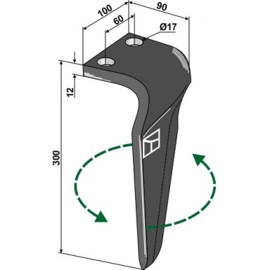 Frezos dantis, kairė