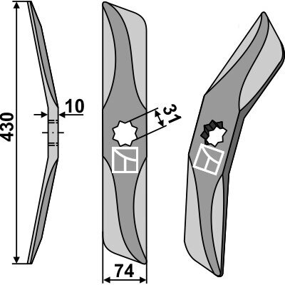 HX-2214 Rotacinių akėčių peilis iš boro plieno, dešinė 1