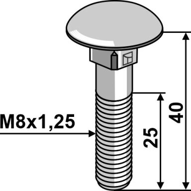 Varžtas M8x1,25x40 cinkuotas be veržlės