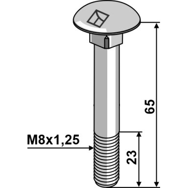 Varžtas M8x1,25x65 su veržle, cinkuotas
