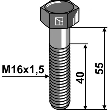Varžtas su metriniu sriegiu M16x1,5X55 - 12.9
