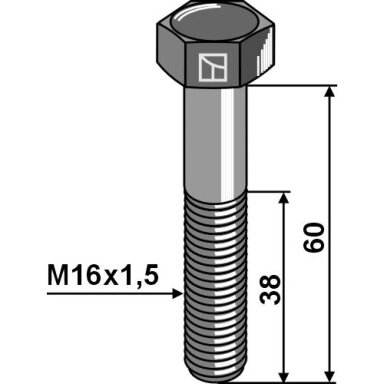Varžtas su metriniu sriegiu M16x1,5X60 - 12.9