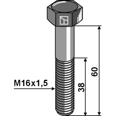 Varžtas su metriniu sriegiu M16x1,5X60 - 12.9