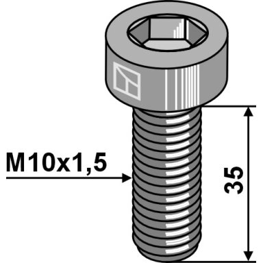 Varžtas su vidiniu šešiakampiu M10x1,5x35 - cinkuotas