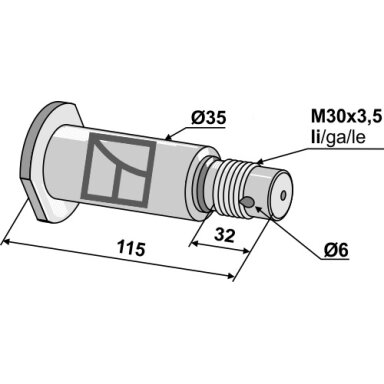 85671 Velenas su sriegiu Agrolux, M30x3,5, kairė