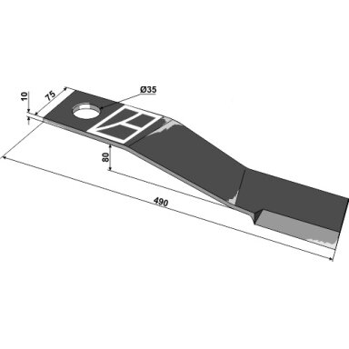Žoliapjovės peilis, 490 mm, 63-CON-12, dešinė