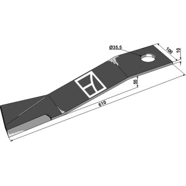 Žoliapjovės peilis, 610 mm, 63-CON-10, kairė