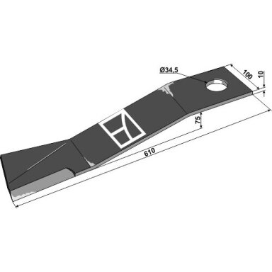 Žoliapjovės peilis, 610 mm, 63-CON-09, kairė