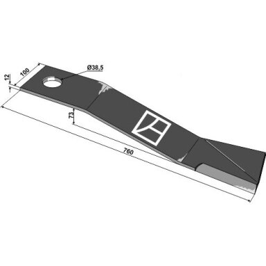 Žoliapjovės peilis, 760 mm, 63-CON-01R, dešinė