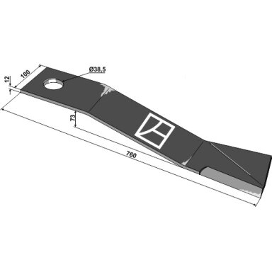 Žoliapjovės peilis, 760 mm, 63-CON-01R, dešinė